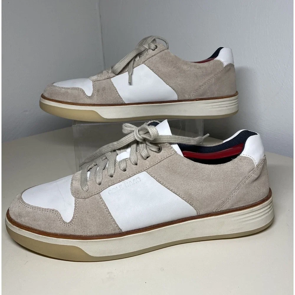 Cole Haan Grand C31033 Leather Crosscourt Crafted Pumice Stone/Ivory Men's 11M